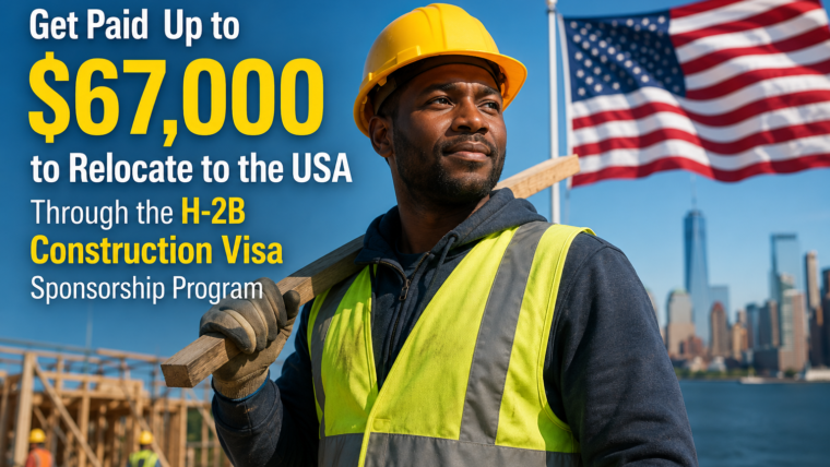 Get Paid Up to $67,000 to Relocate to the USA Through the H-2B Construction Visa Sponsorship Program